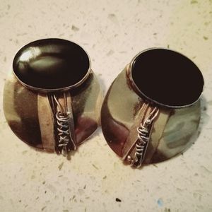 Sterling/onyx post earrings